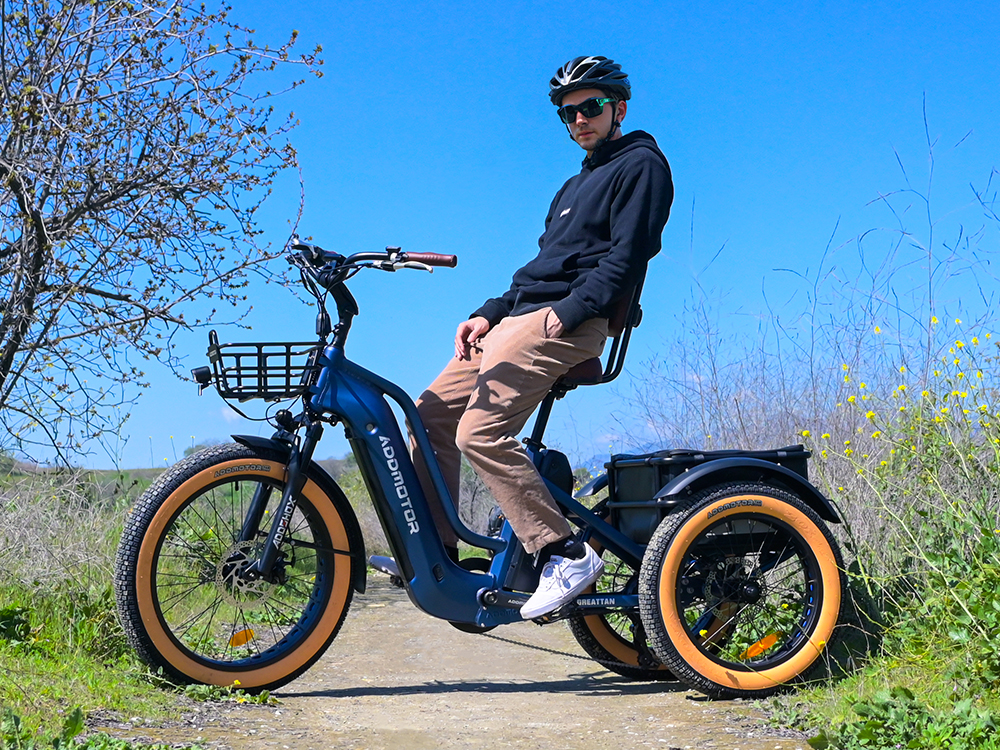 a man rides an e-trike